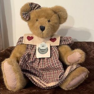 Boyds Bear country Plaid Dress with Heart Accents.